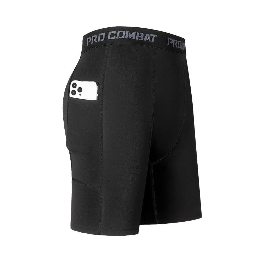 Shorts de Compressão para Homens, Treino De Ginástica, Secagem Rápida, Corrida Esporte, Bolso, Treinamento, A4F5