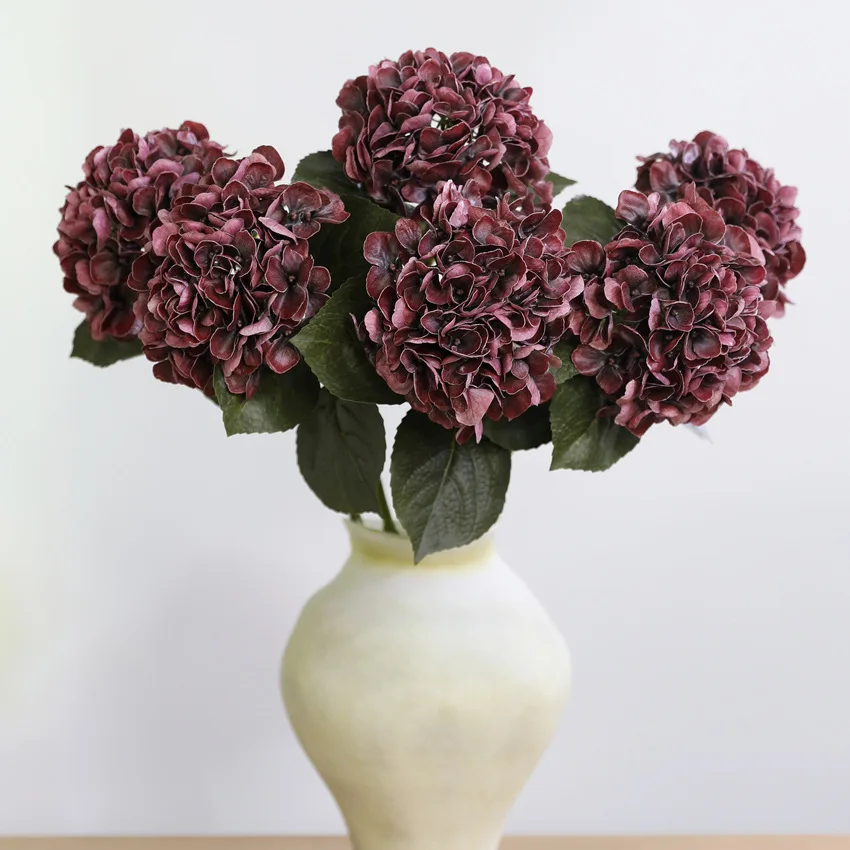 4Pcs Artificial Latex Hydrangea Real Touch Flowers Wedding Floral Arrangement Realistic Hydrangea Home Decoration Party Layout
