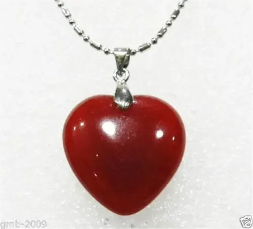 

Beautiful New Women's Red Jades Heart Shaped Pendant Necklace