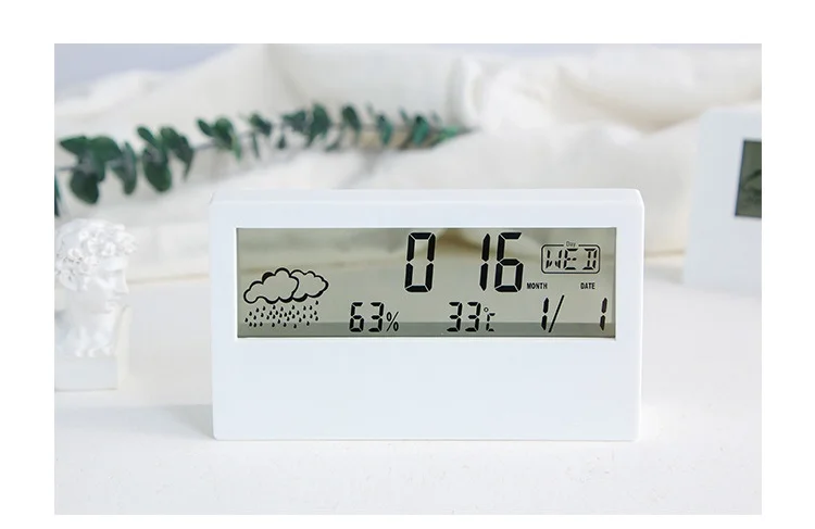 LED Thermometer Thermo-Hygrometer Multifunction Electronic Temperature Humidity Meter Weather Station for Home With Alarm Clock
