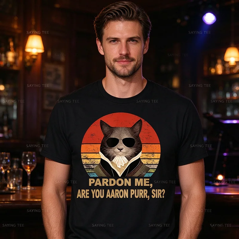Alexander Hamilton Cat T-Shirt Y2k Funny Alexander Hamilton Novelty Gifts for Fans Clothes Personality Kitty Graphic Saying Tee