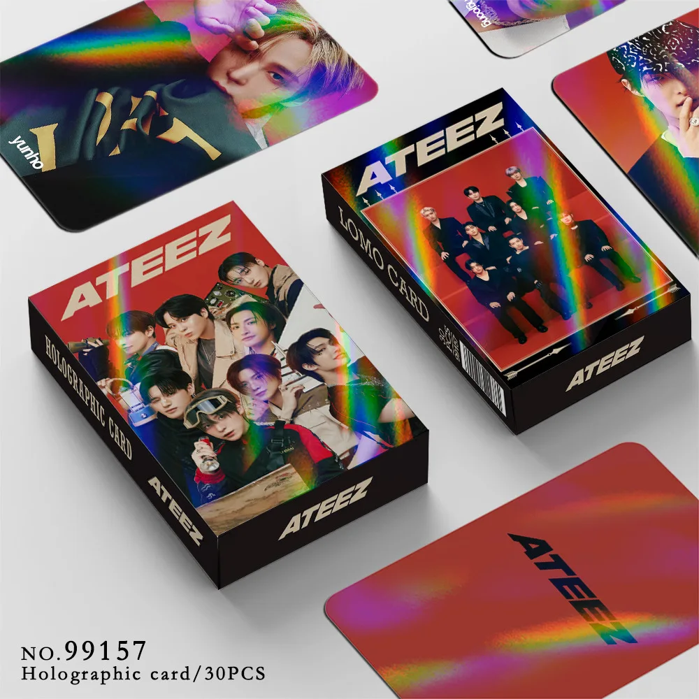 

30Pcs/Set Kpop Idol Boy ATEEZ New Series HD Printd Photocards Hongjoong Seonghwa Yunho Yeosang Laser Lomo Cards Fans Gifts