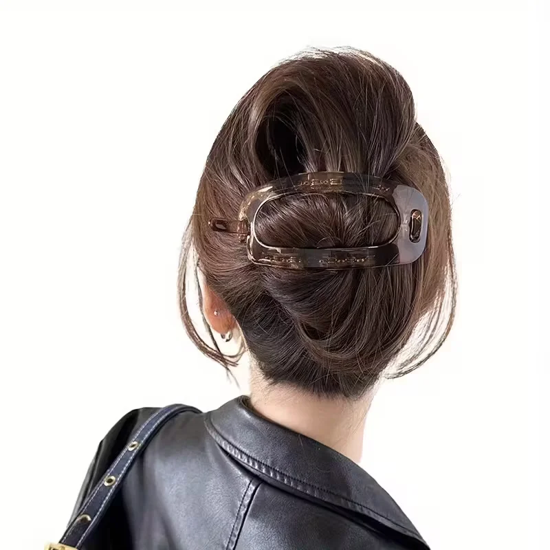 Elegante Ovale Acryl-Haarspange - Große, Vintage-Inspirierte Twist-Haarklammer für Damen | Schickes Haaraccessoire von Aylhfo – Detail 6