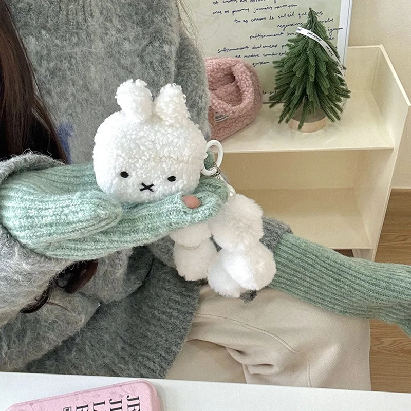 Highend Cute Warm Winter Plush White Rabbit Earphone Protective Case For Airpods 4