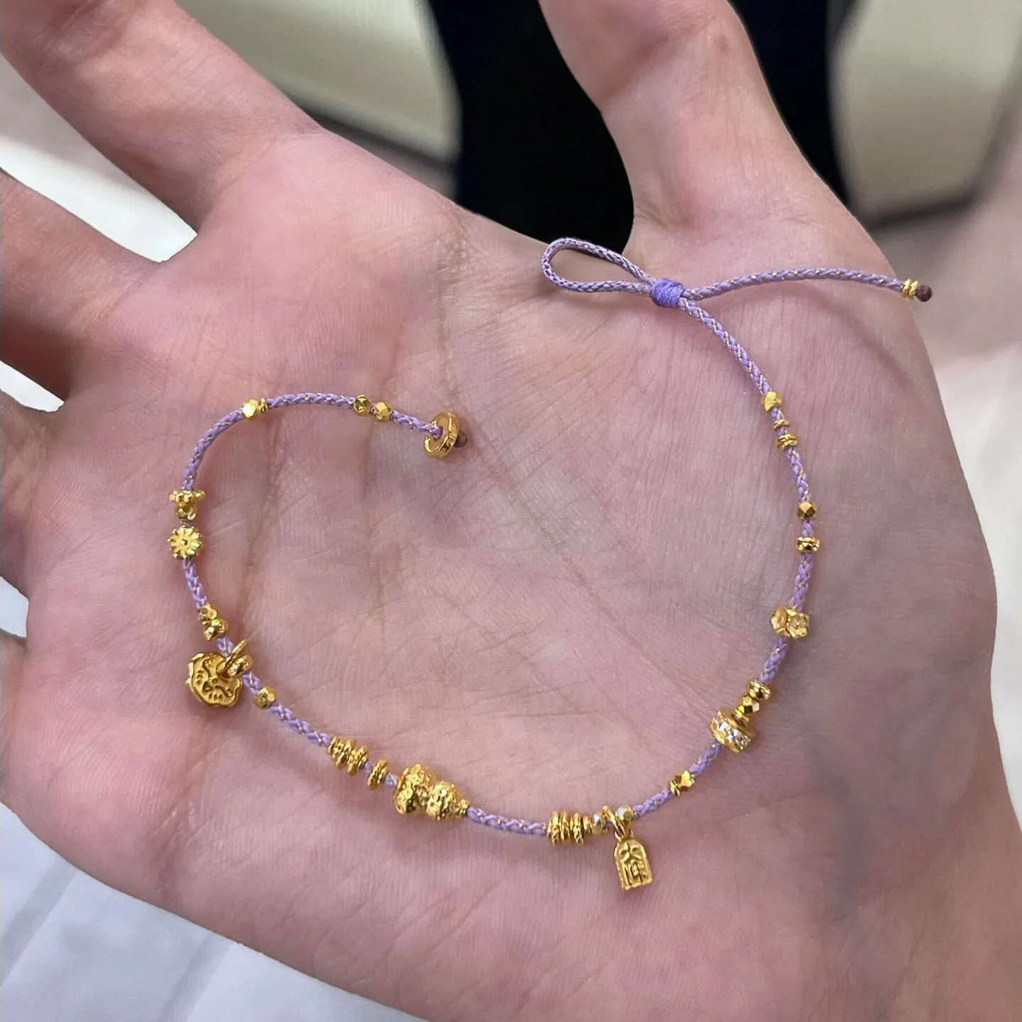 Gentle Style Vintage Woven Purple Rope Bracelets Femme Hand Rope for Women Fresh and Unique Cute Bracelet Small Charms Jewelry