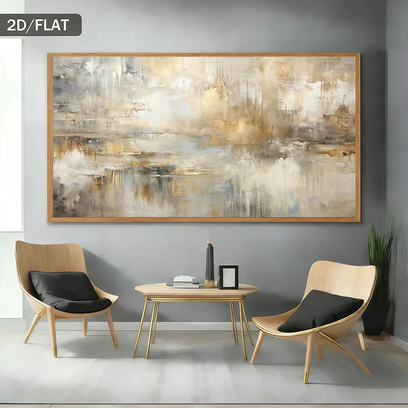 2D Flat Neutral Golden Texture Abstract Canvas Prints Poster Large Horizontal Modern Minimalism Art Prints Wall Art Home Decor