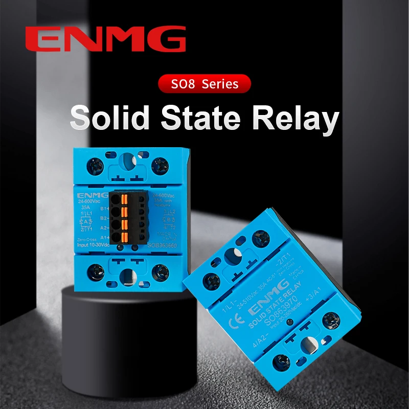 ENMG New contactless switch 35A75A95A Single-phase solid-state relay 24V DC control AC 220V small dual dual control SSR-35DA 50A