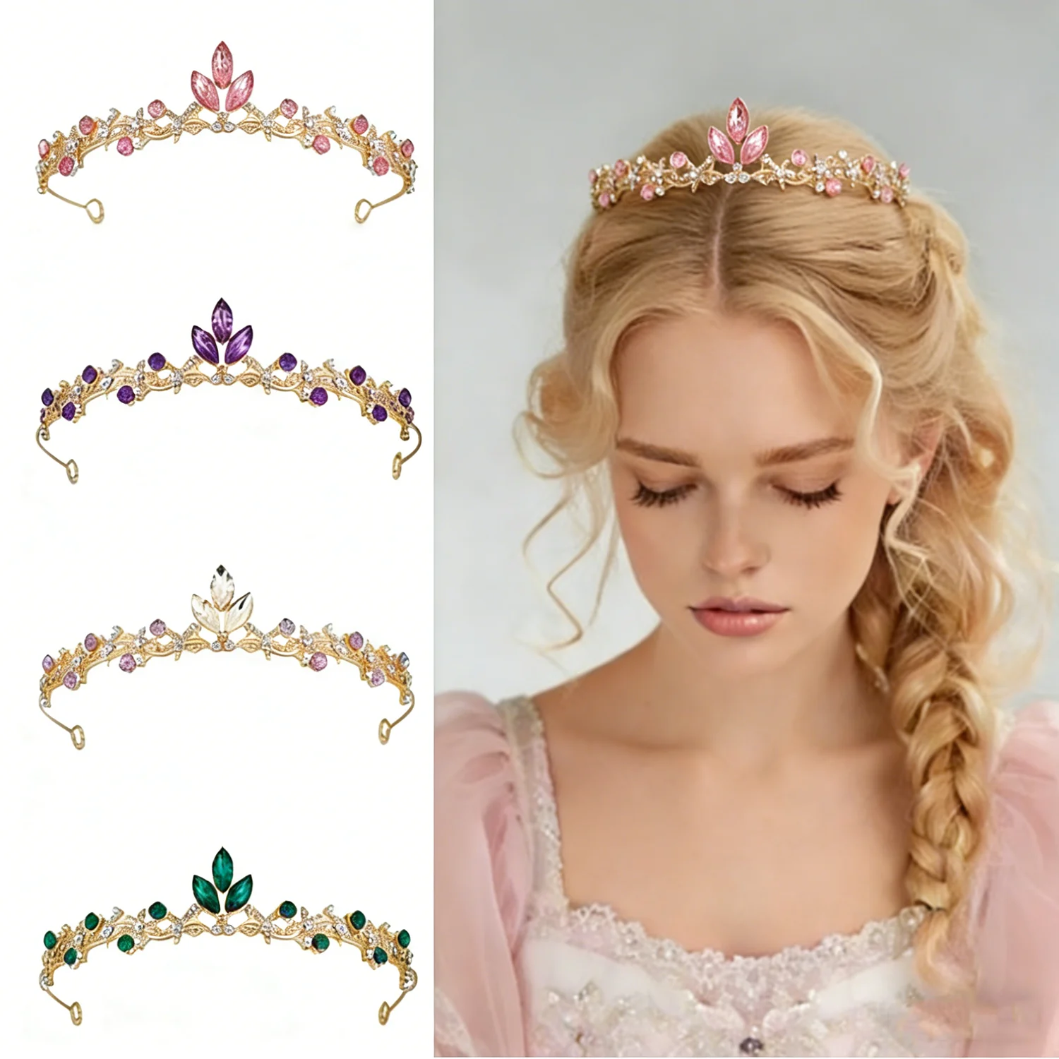 8 Estilos de Coroas de Cristal Barrocas Simples para Noivas, Tiara de Deusa Princesa, Acessórios de Cabelo Elegantes para Casamento, Presentes de Aniversário