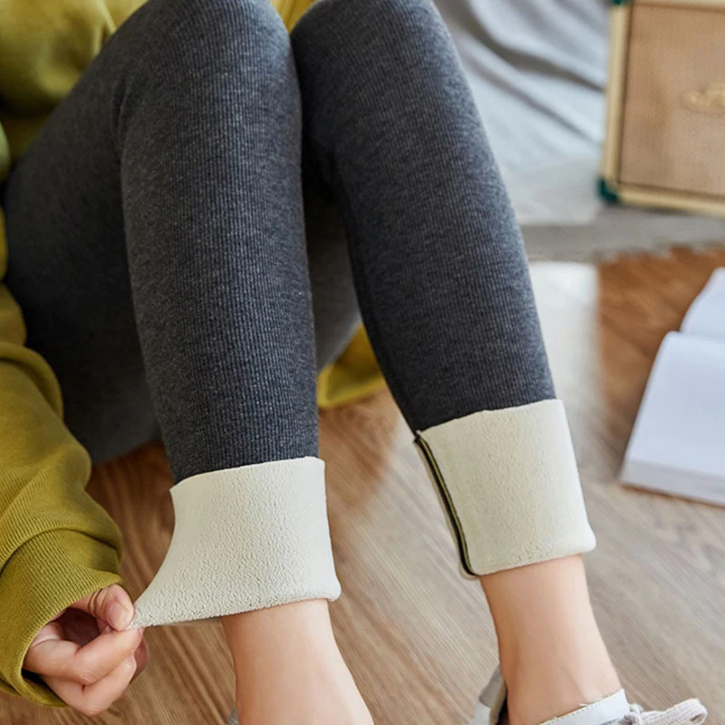 Winter Women High Waist Elastic Thick Wool Pants Women Warm Velvet Pants New Women Fleece Leggings Thermal Pants