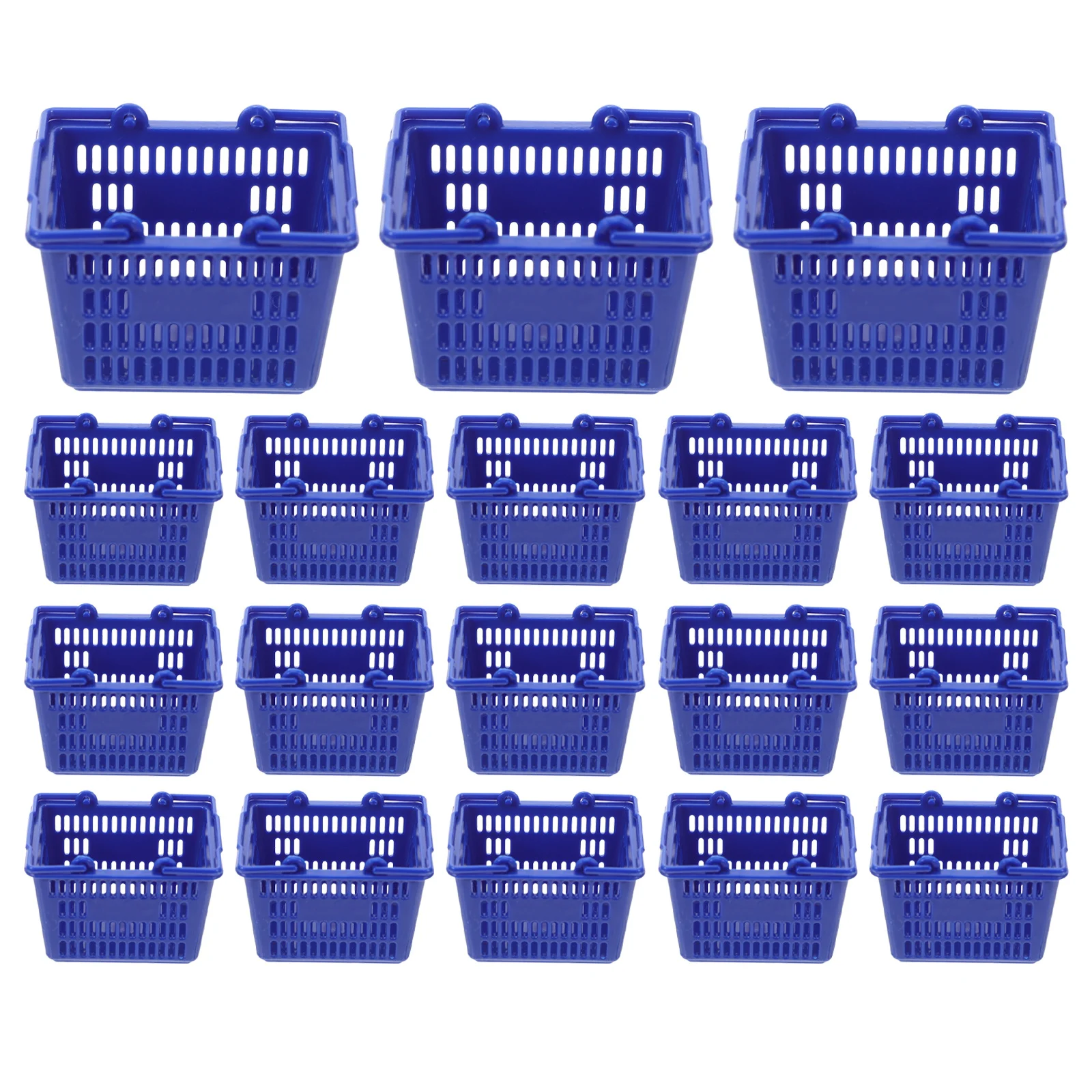 Mini cesta de compras de 20 piezas de plástico para niños, juego de simulación, contenedor de comestibles, accesorios de cocina, cesta de comestibles portátil pequeña