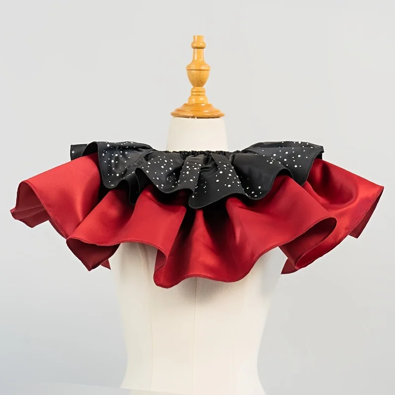 Glossy Satin Stage Decorative Collar Dramatic Ruffle Neckwear Stylish Photography Prop for Costume and Cosplay Events