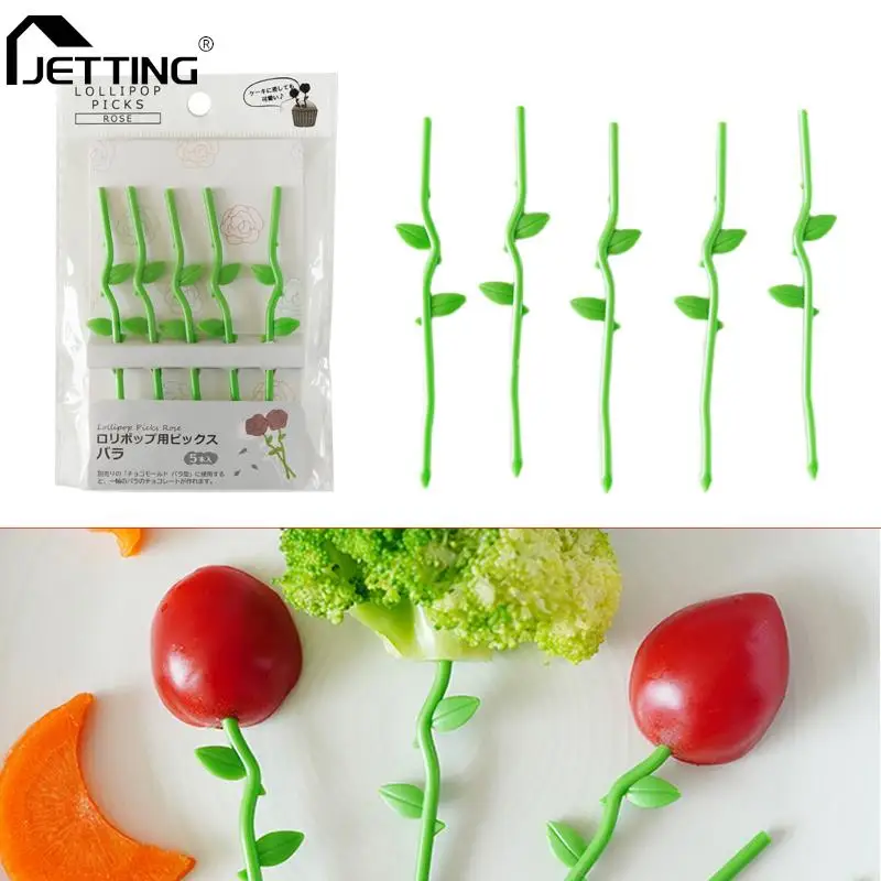 1set Leaves Fruit Fork Kids Snack Dessert Decoration Forks Toothpick Lunch Salad Decoration Accessories Cake Picks