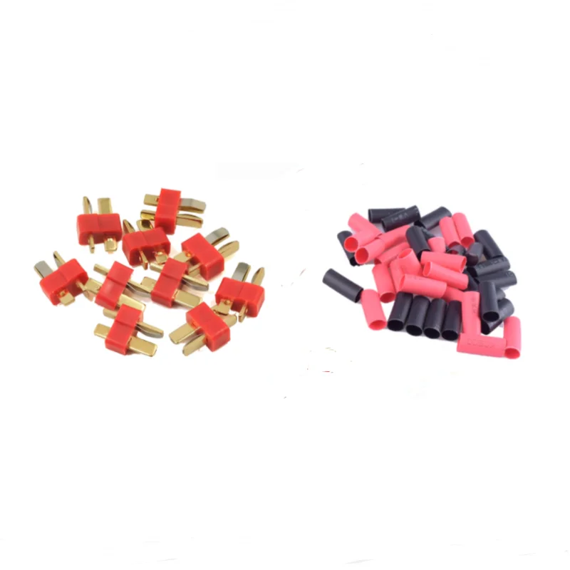 2/5/10 Pairs Red  Ultra T-Plug Connectors Deans Style Male and Female with heat Shrink Tubing For RC charger LiPo Battery ESC