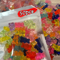 50pcs Gummy Bear Pendant Charms for Necklace Bracelet Earrings Jewelry Diy Findings Colorful Resin Bears Christmas Gift