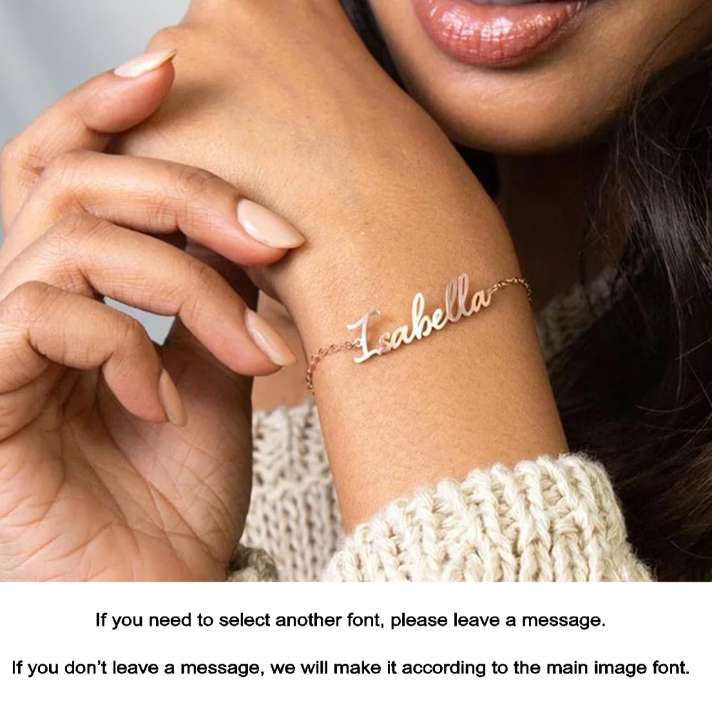 

Модный фирменный художественный шрифт, браслет с индивидуальным именем 18K, высококачественный водонепроницаемый женский браслет, эксклюзивный индивидуальный подарок