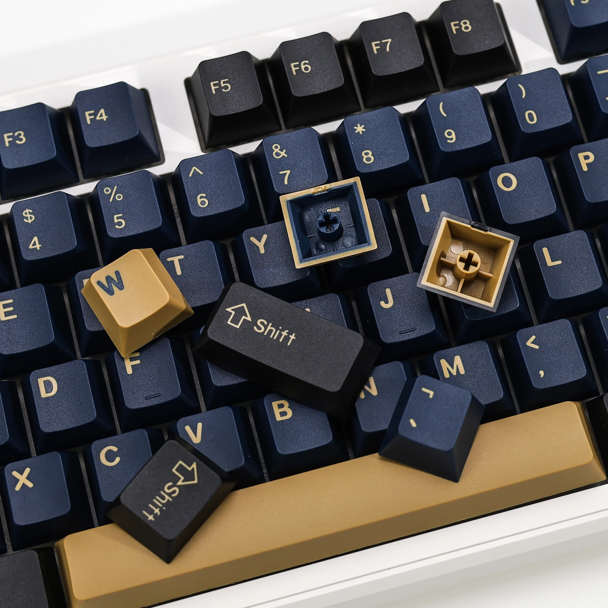 Kbdiy cereja perfil gmk azul samurai keycaps duplo tiro pbt keycap