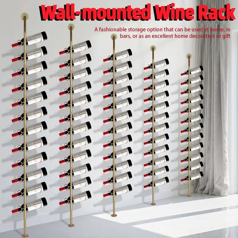 

5 упаковок настенного крепления для вина, держатель для бутылок, органайзер для хранения, вмещает 60 бутылок для кухни, столовой, бара, винного погреба