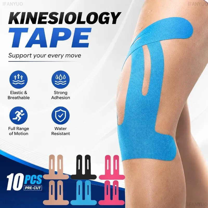 Elastic Kinesiology Tape 10PCS Muscle Support Bandage Joint Knee Elbow Sports Injury Recovery Athletic Therapy Straps Exercise