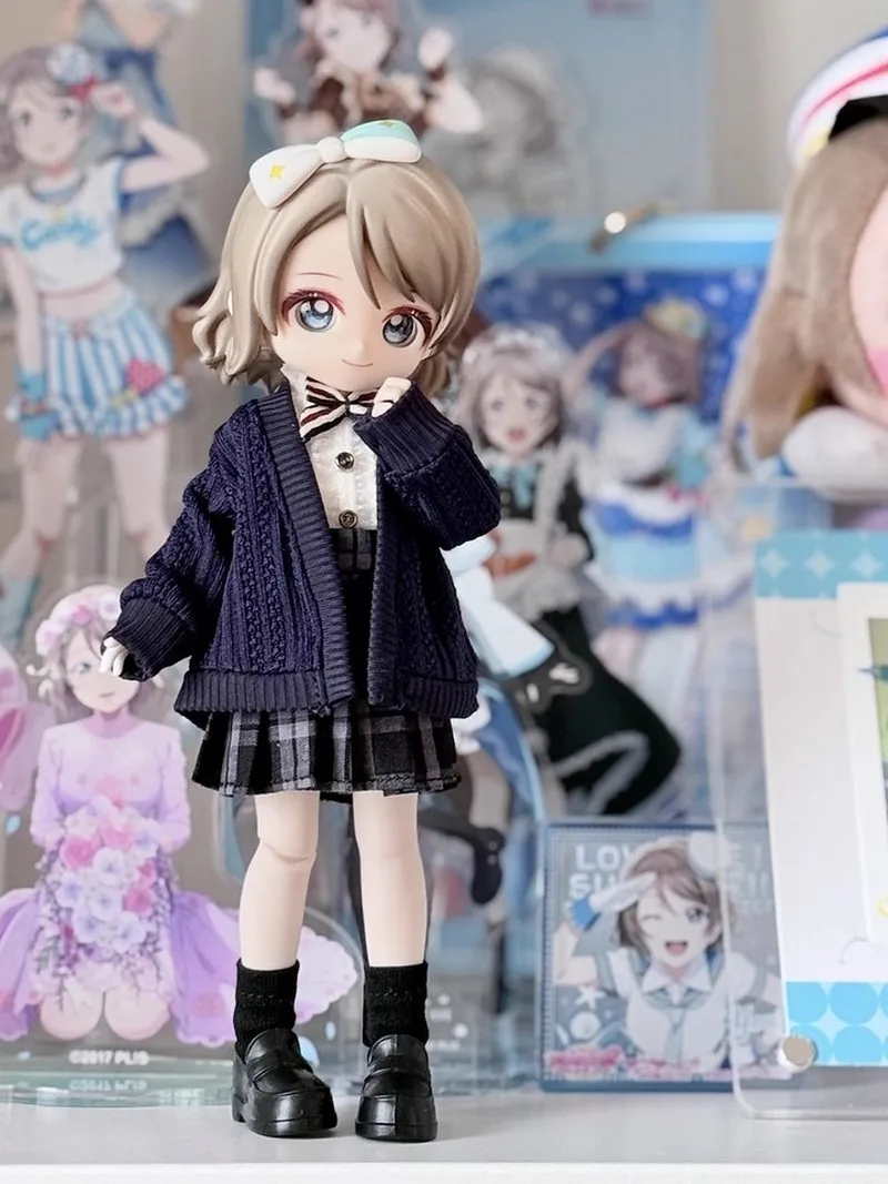 Only Clothes Meki 1/12 Bjd Mjd Baby Doll Clothes Creation Heart Academy Style Sub Series Uniform Grid Skirt Set Kawaii Gifts Toy