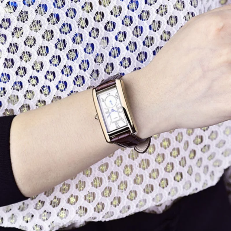 RINASCITA 107 Orologi al quarzo moda per donna Semplice quadrante con numeri romani Elegante cinturino in pelle Orologio da polso da donna relojes de mujer