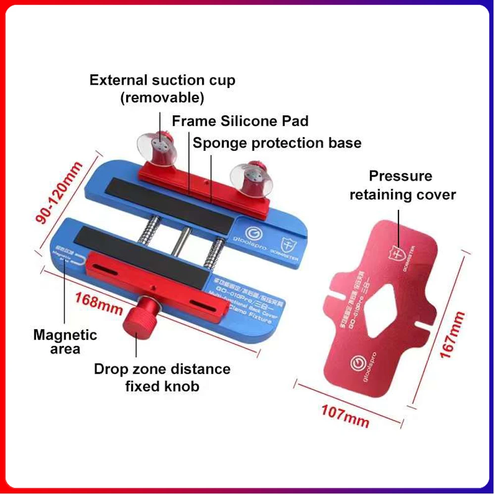 Gtoolspro GO-010PRO 3in1 Multi-functional Dismantling Back Cover Opener Screen Pressure holding Clamp Glass Fixed Suck Holder