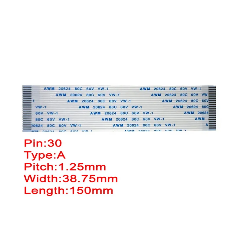 2 шт., плоский гибкий кабель AWM 1,25 80C 60 в, 15 см, 30 контактов, 20624 мм