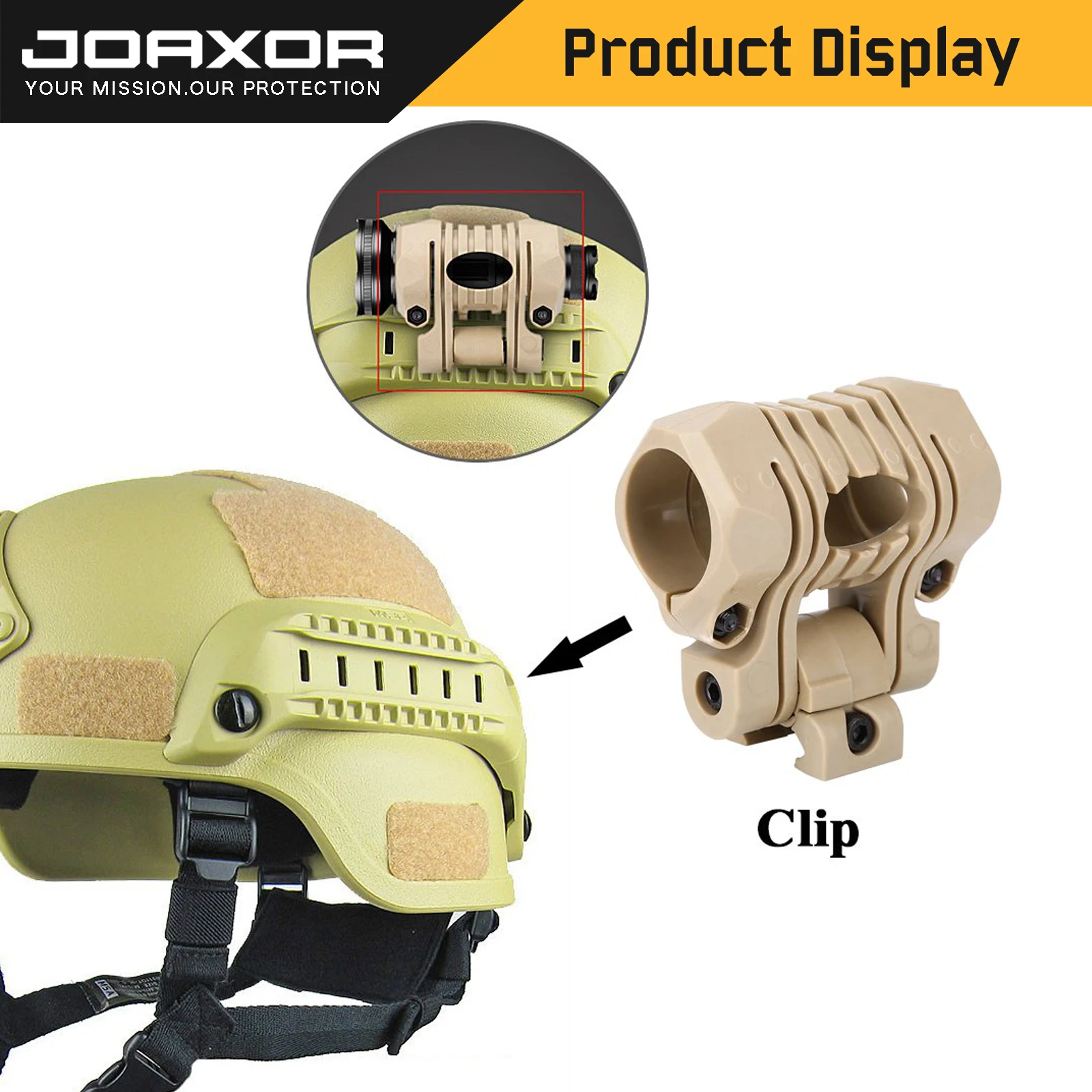 JOAXOR Tactical Helmet Accessories Flashlight Holder Mount NVG Quick Helmet Rail Portable Plastic Flashlight Holder