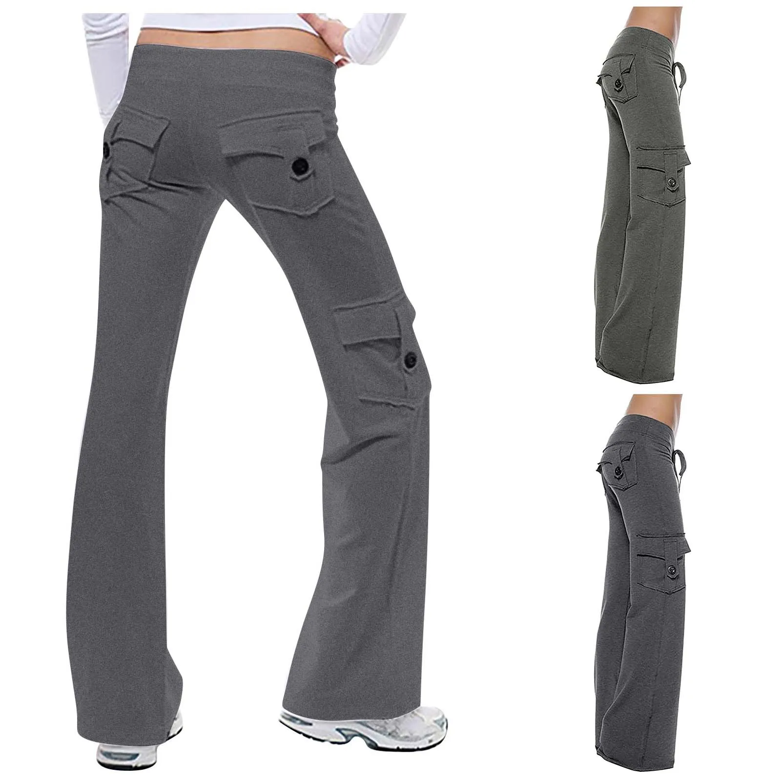 

2024 Nude Pocket Button Flare Leggings Chiffon High Waist Wide Leg Yoga Pant Women Gym Fitness Sport Latin Dance Trousers