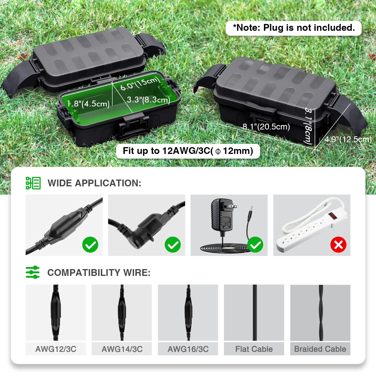 Flemoon 2 قطعة درع قابل للفصل يغطي صناديق كهربائية خارجية صغيرة مقاومة للماء لشريط الطاقة/التوصيل صندوق اتصال مانع لتسرب الماء