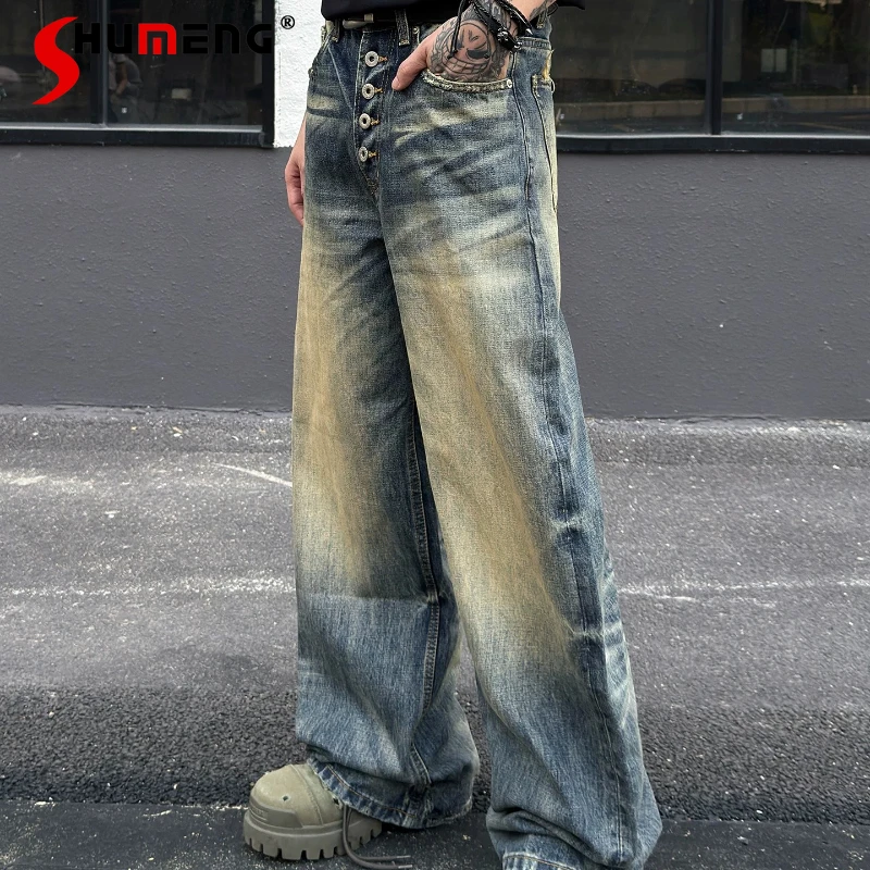

Fashion Single-breasted Jeans Men's Women's 2026 Trendy Pocket Decoration Denim Trousers Personality Stylish Comfort Denim Pants