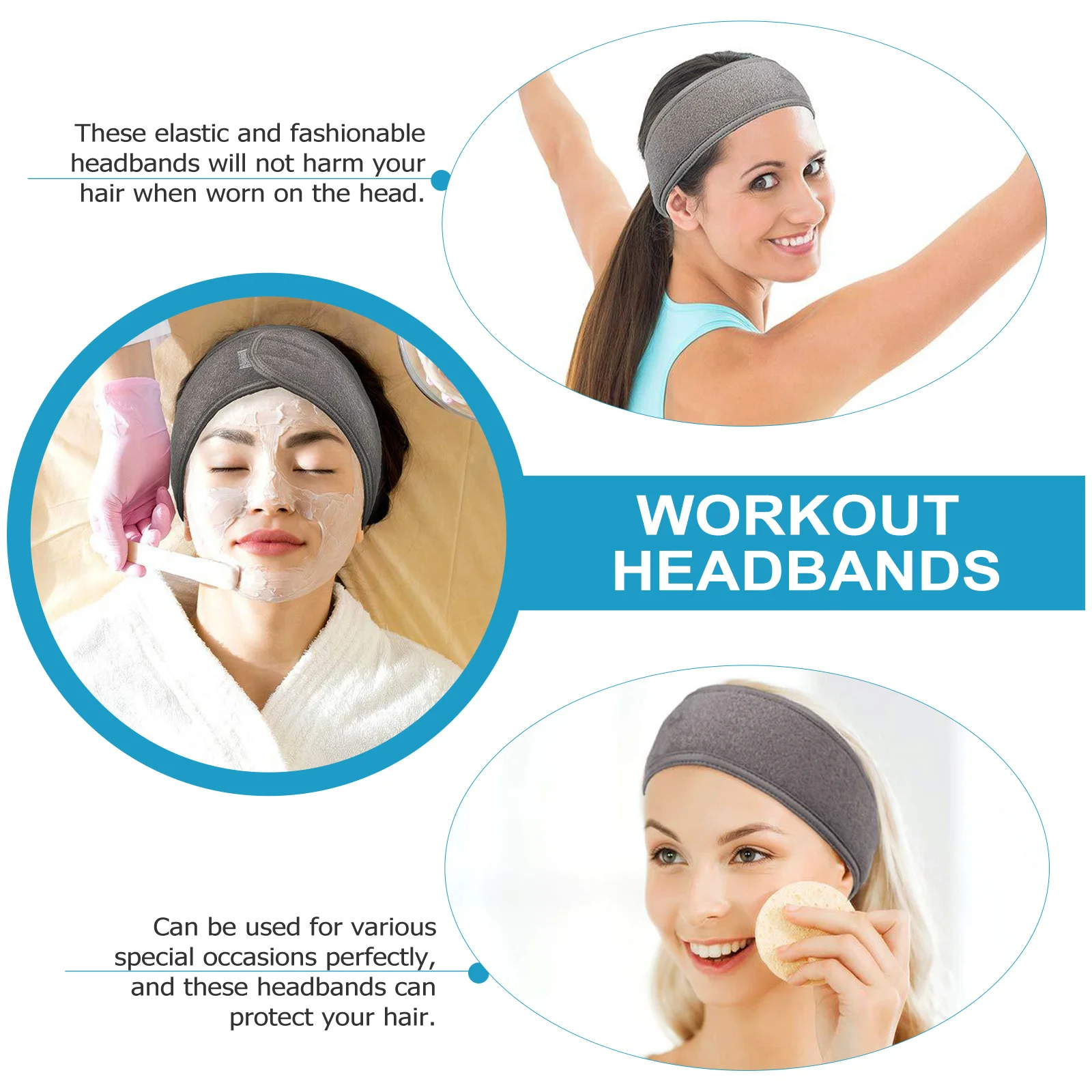 

3Pcs Sports Headbands Elastic Breathable for Women Workout Yoga Running Makeup Facial Skincare Headbands Sweat Absorbing