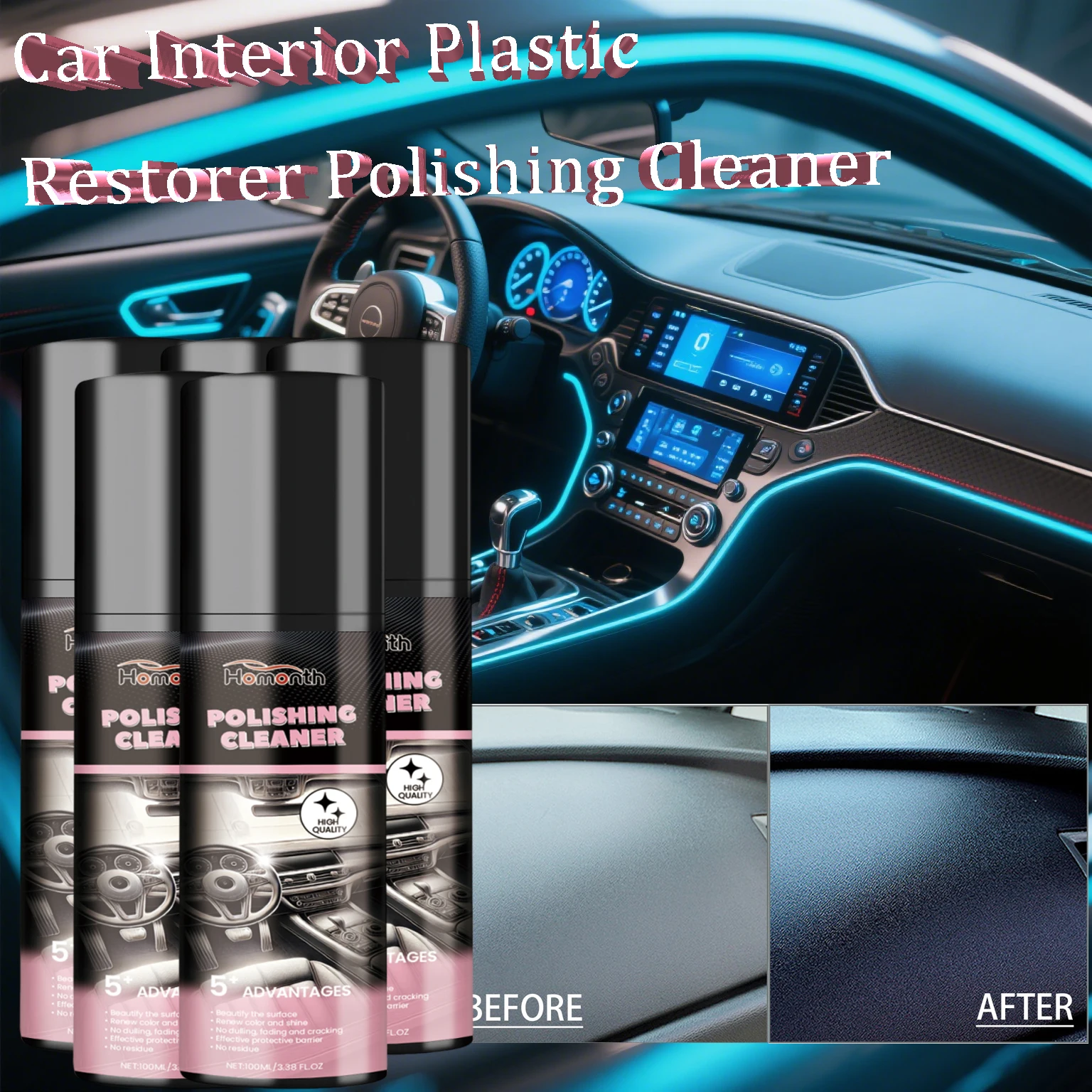 

Полировальный очиститель салона автомобиля 100 мл Защитный очиститель салона Спрей для детализации салона Все очиститель салона автомобиля Все