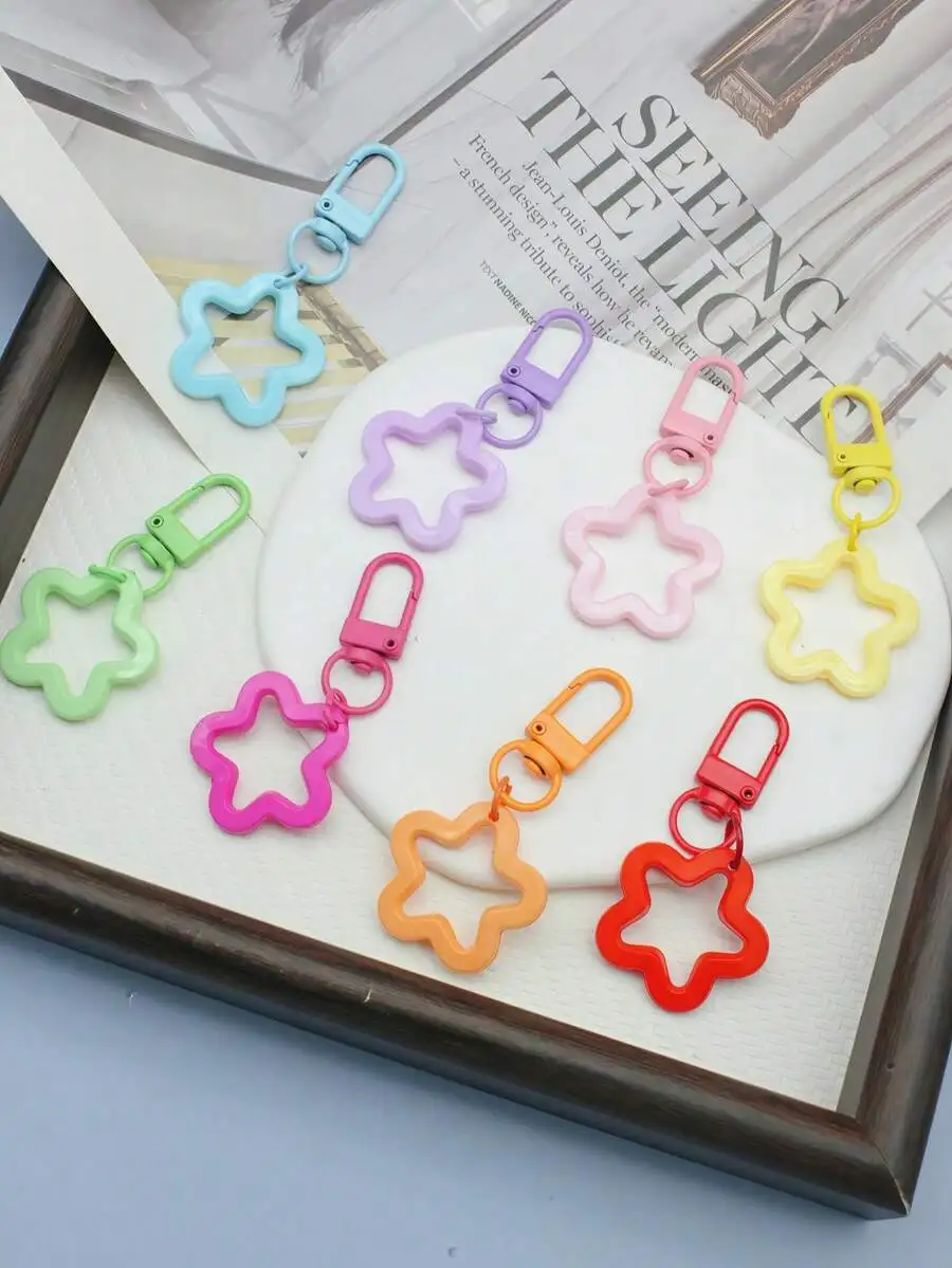 8pcs Cute Star Shaped Keychain Set, Backpack Pendant, Friend Gift, Car Accessories Hanging Decor Gifts For Mother, Father, Gradu