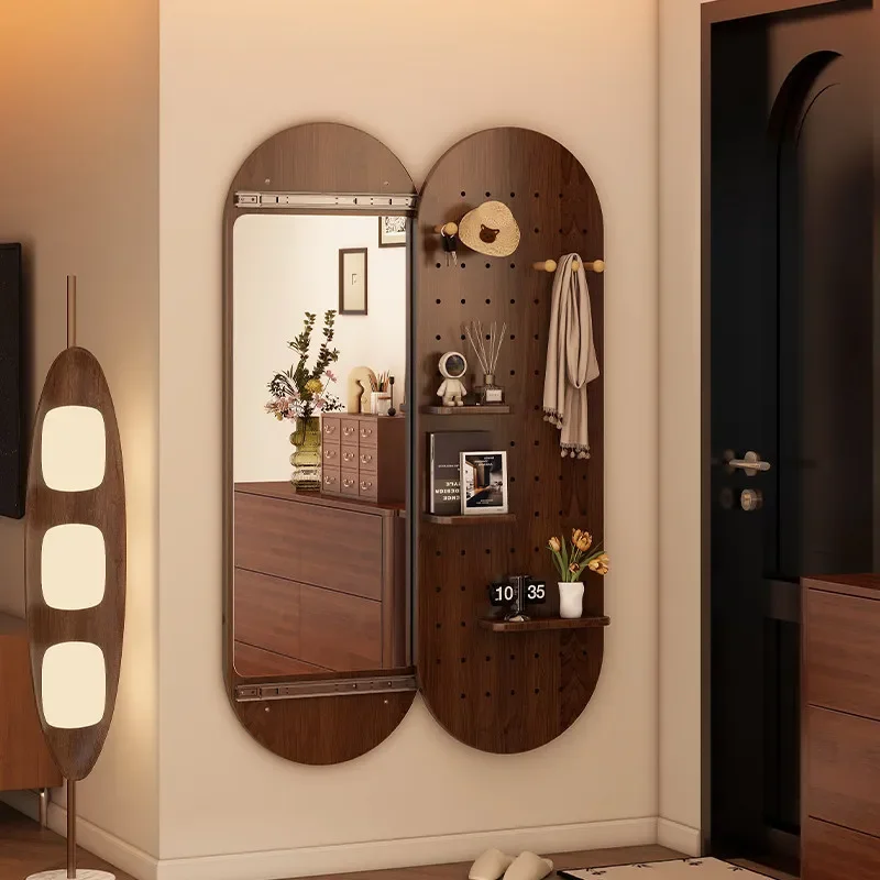 for Solid Wood Hole Board Full Length Mirror Hidden Push Pull Mirror Household Closed Entrance Wall Mounted Fitting Mirror