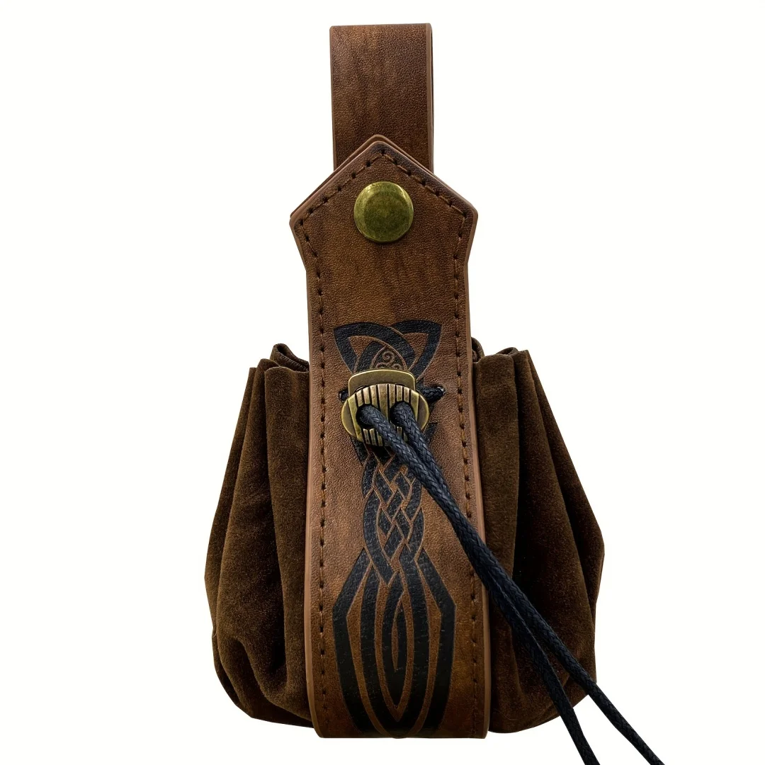 Medieval Viking Belt Pouch Vintage Leather Waist Bag Detachable Drawstring Coin Purse Renaissance Cosplay Fanny Pack Portable Ha