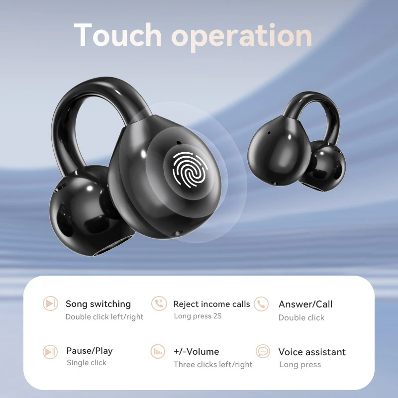 Bluetooth-наушники с зажимом для ушей, AI-перевод, двойное ухо с цифровым дисплеем, экраном управления, беспроводные наушники, длительный срок службы