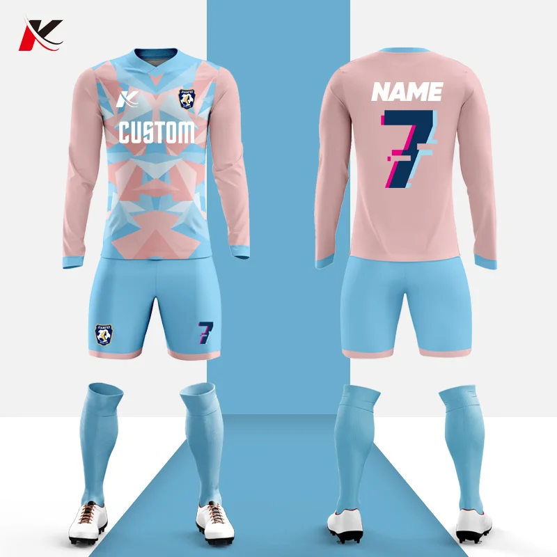 

Custom Sublimation Polyester Soccer Uniform Men Winter Training Football Uniform Set Outdoor Long Sleeve Soccer Jersey Sets