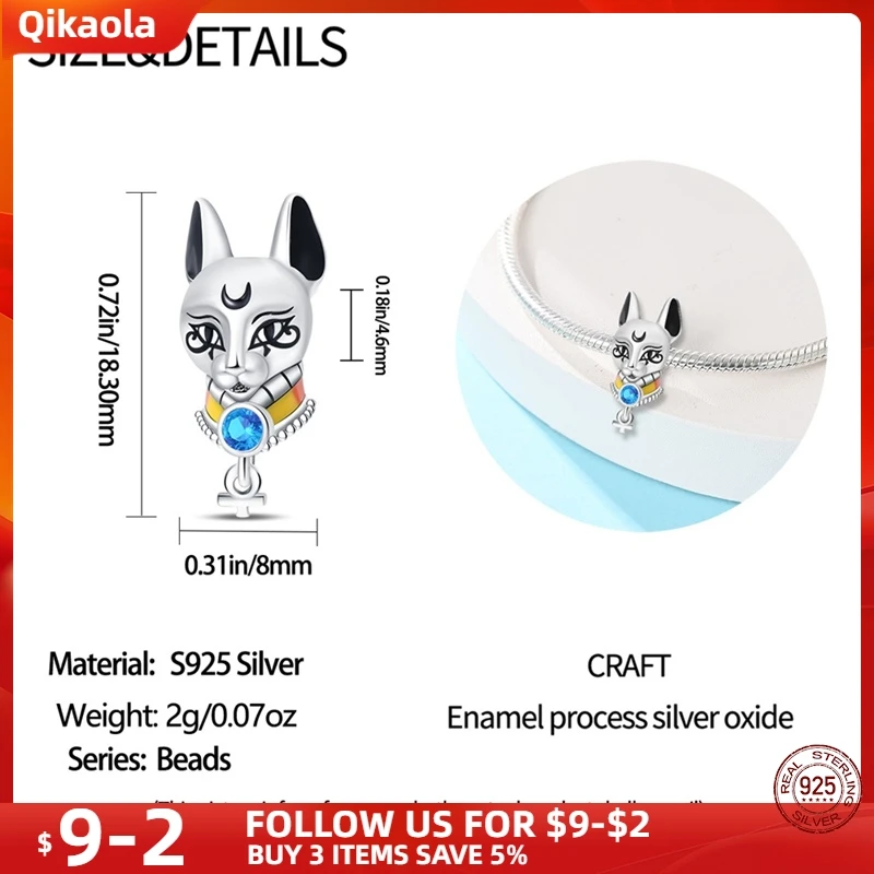 New Product S925 Sterling Silver Desert Series-Pharaoh Cat Fit pand 3mm Bracelet&Bangle For Women Birthday Fine Jewelry Gift Hot 2