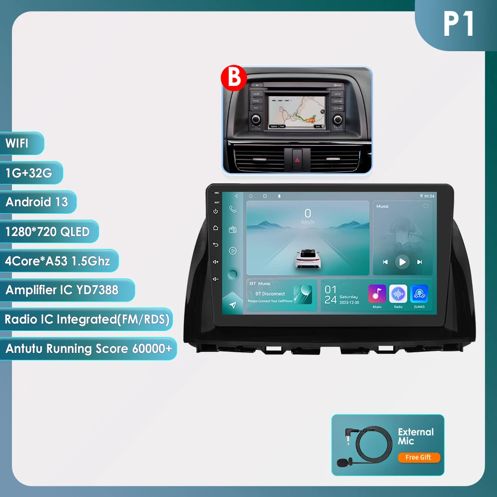 Hizpo 8-Kern-Stereo für Mazda CX5 CX-5 CX 5 2012 - 2015 2 Din Android Auto Autoradio Multimedia Audio CarPlay GPS 4G WIFI DSP RDS