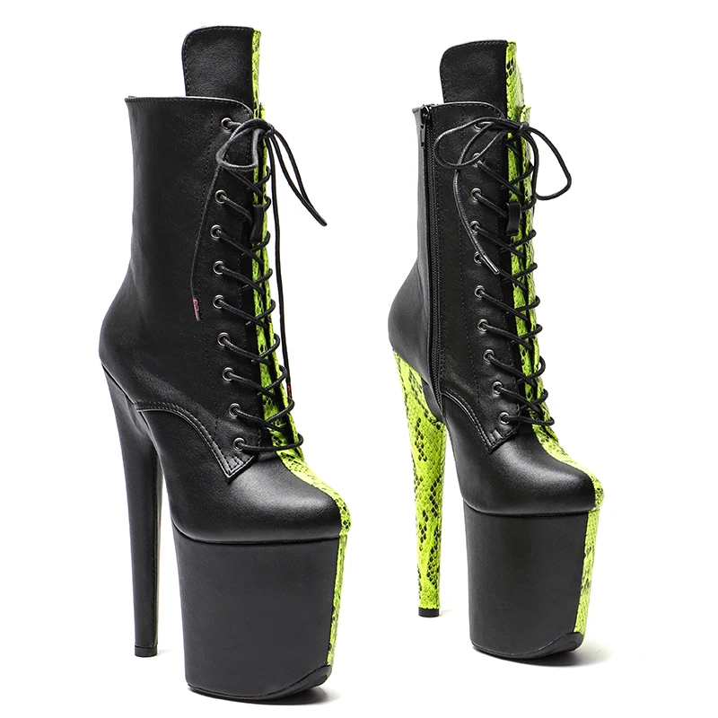 

Leecabe 20CM/8inches Snake print with matte PU Trend fashion High Heel platform stripper heel Pole Dance boots