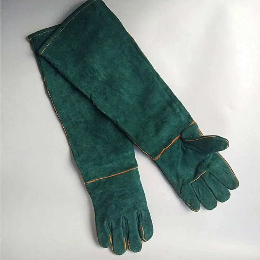 Guantes de seguridad ultralargos antimordeduras para mascotas, guantes protectores gruesos de entrenamiento para perros, guantes de seguridad de cuero antiarañazos para apicultura y pájaros