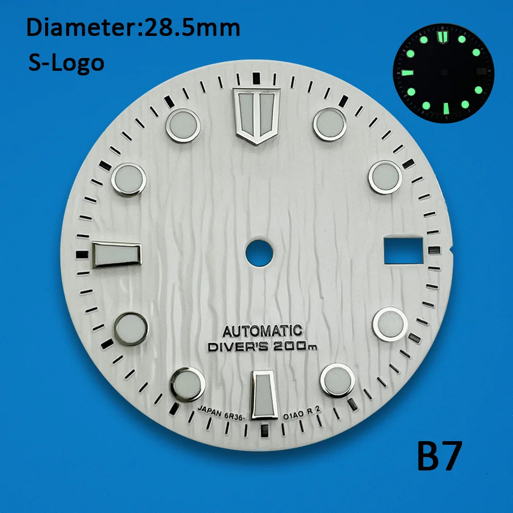 

Циферблат с логотипом S, 28,5 мм, подходит для механизма NH35/NH36, зеленые светящиеся аксессуары для модификации часов