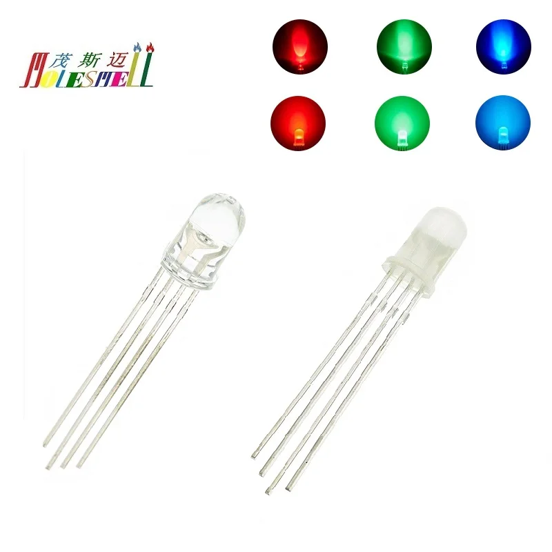 1000pcs 5mm 4Pin RGB LED Tri-Color Round Clear/Diffused Common Anode/Cathode Leds Light Lamp Diodes