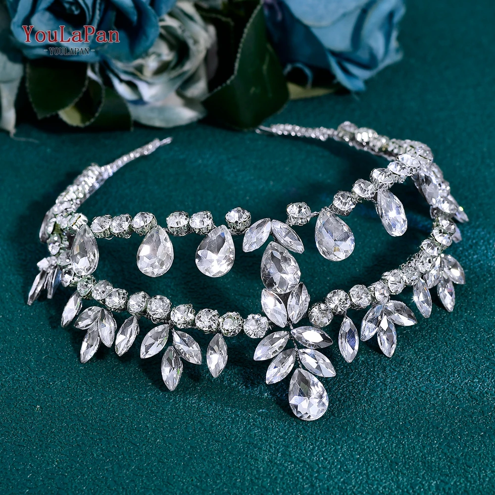 YouLaPan Exquisite Rhinestone Foreband Hairhoop Hair Accessories Bride Wedding Crown Headband Bling Women Headpieces HP954