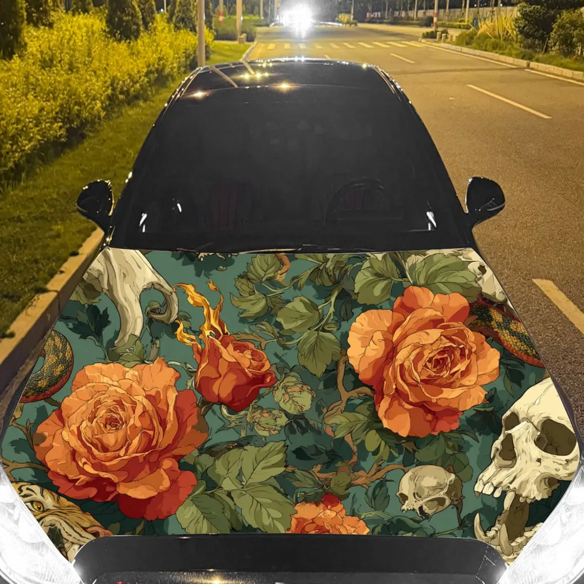

Наклейки на капот автомобиля с цветочным черепом — самоклеящаяся, водонепроницаемая и прочная виниловая пленка, украшение и защита вашего автомобиля, подходят для всех Ca
