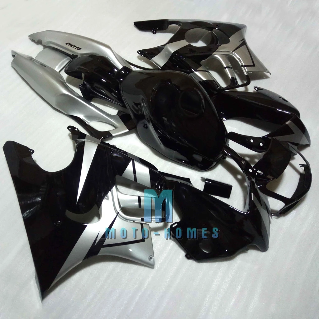 Free Custom Fairing Kit for CBR600 97 98 1997 1998 CBR600F3 High Quality Road/Racing Body Rebuild Bike Parts Black Silver