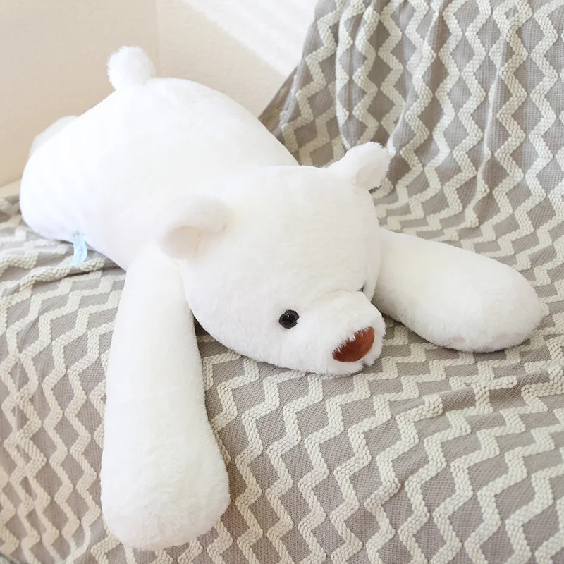 120cm Super Soft Big Lying White Polar Bear Toy Stuffed Animals Doll Cushion Bear Throw Pillow Hug Cuddly Plushies