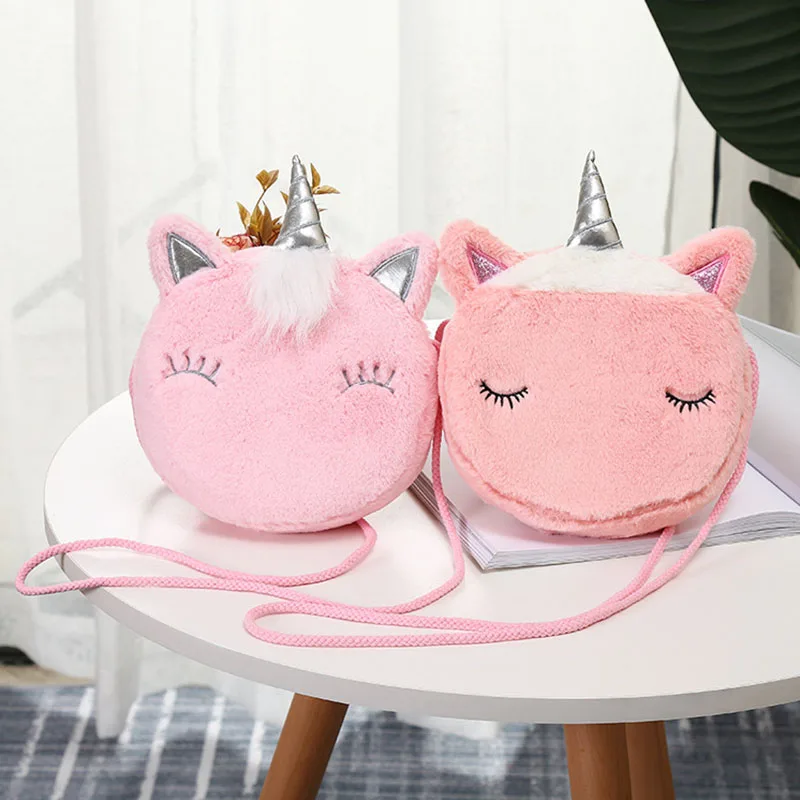 Cartera de hombro de unicornio para niños y niñas, bolso de mensajero de animales, Mini bolso de princesa lindo, monedero para llaves para niños, nueva moda