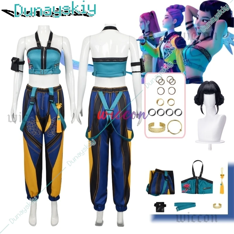

‌‌‌KPOP Demon Huntrix Zoey Cosplay Costume Stage Uniform Dress Anime Girls Group Hunters Outfit Set Halloween Carnival Outfit