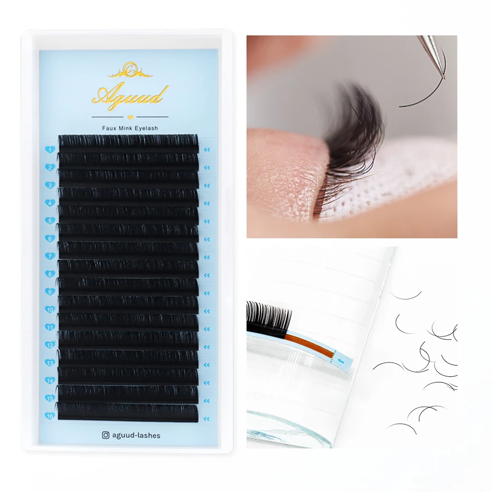 AGUUD Premium Eyelash Extension All Size 0.03-0.20mm Thickness Professional Individual Eyelashes Faux Mink Russian Volume Lash